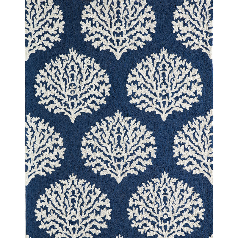 Tapis crocheté à la main bleu marine Cline, Rectangle 3 pi 9 po x 5 pi 9 po