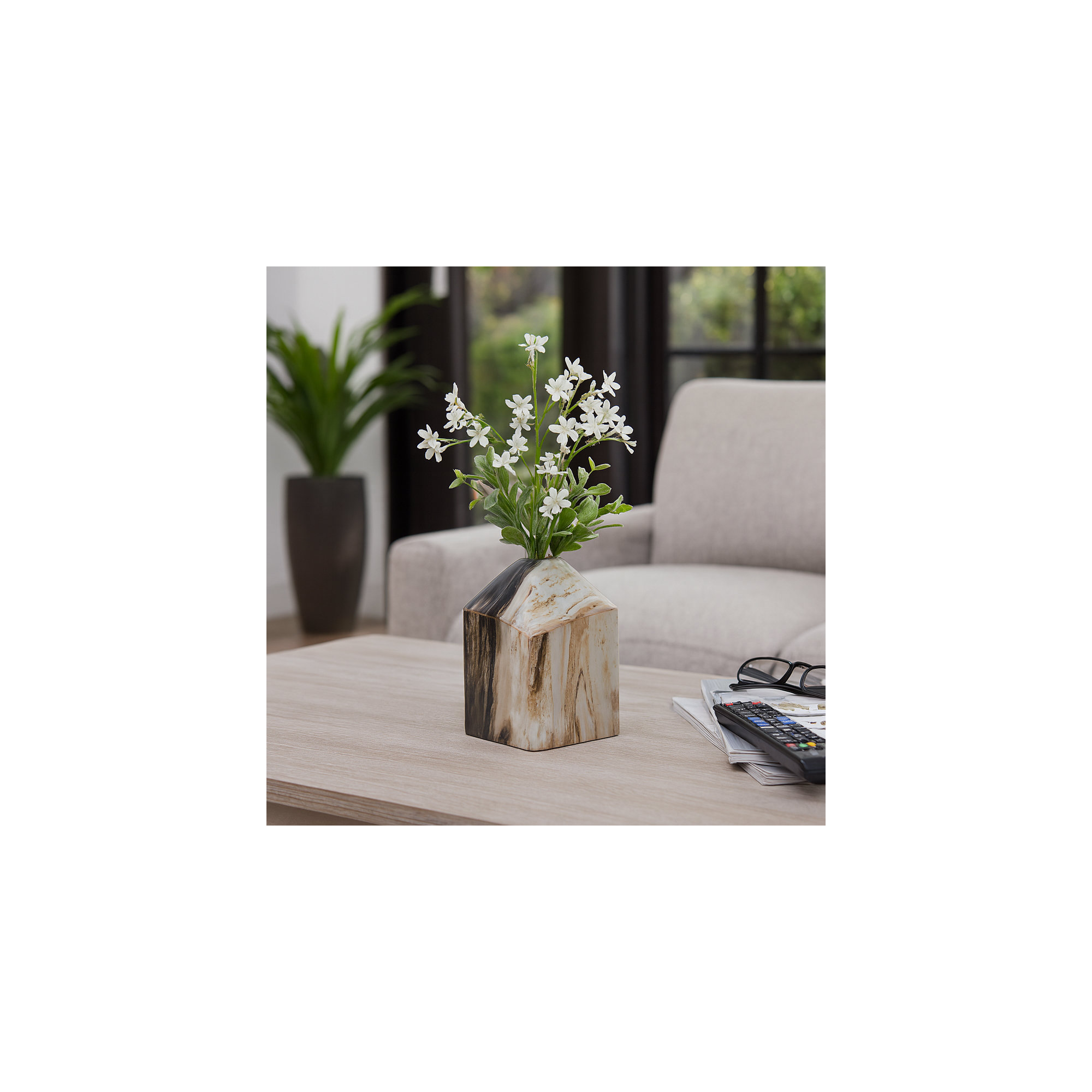 Joss & Main 9" Salmais Large Vase, Gray Marble, Gray, 7"