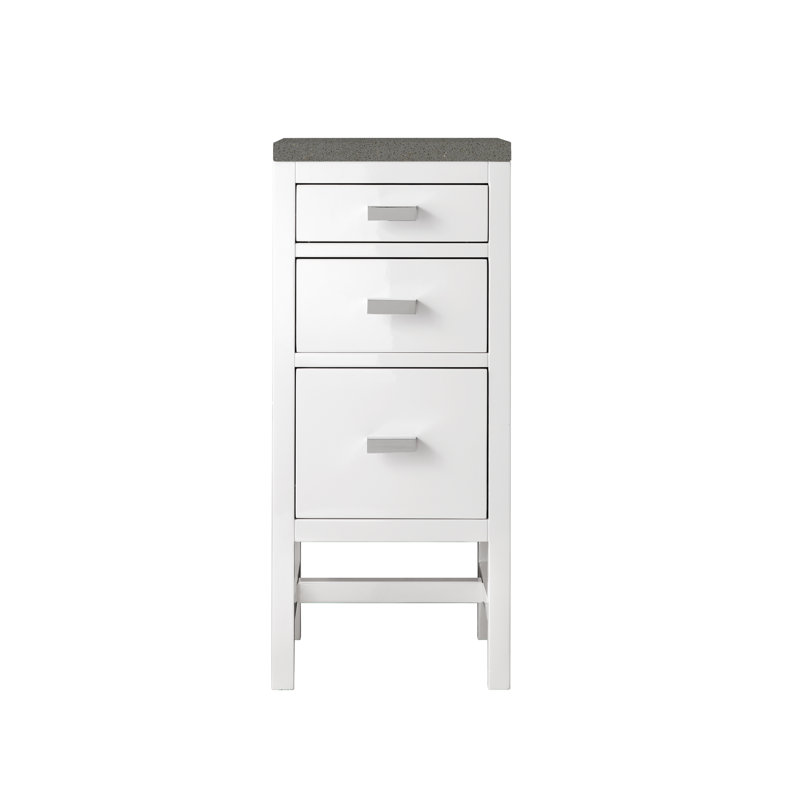 Addison 15" W Bathroom Cabinet, Gray Expo, Glossy White