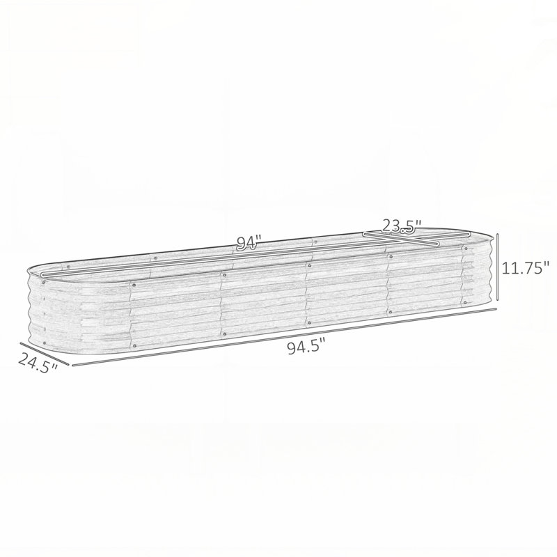 Galvanized Metal Planter Box Raised Garden Bed with Safety Edging and Self-Draining Design for Versatile Outdoor Planting