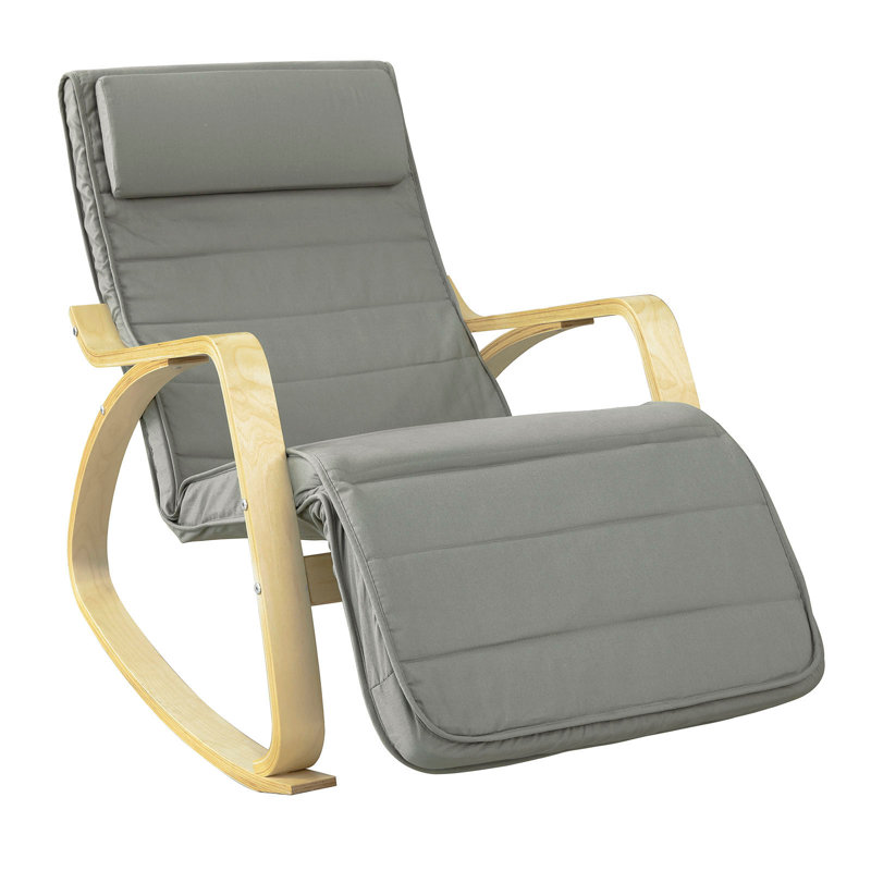 Carnelian Solid Wood Rocking Chair, Dark Grey