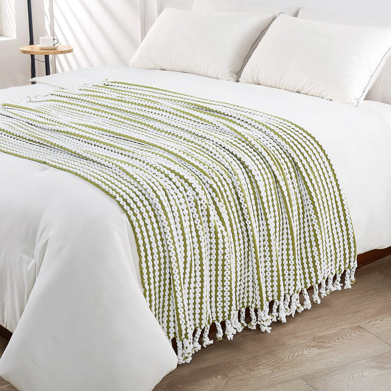 Knitted Throw Blanket, Green Olive
