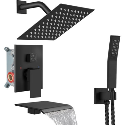 Matte Black 3-Function Tub Shower Faucet Set 