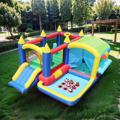 7 In 1 Inflatable Jump Bounce House With Ball Pit And Obstacles For Kids Indoor Outdoor Family Party Fun