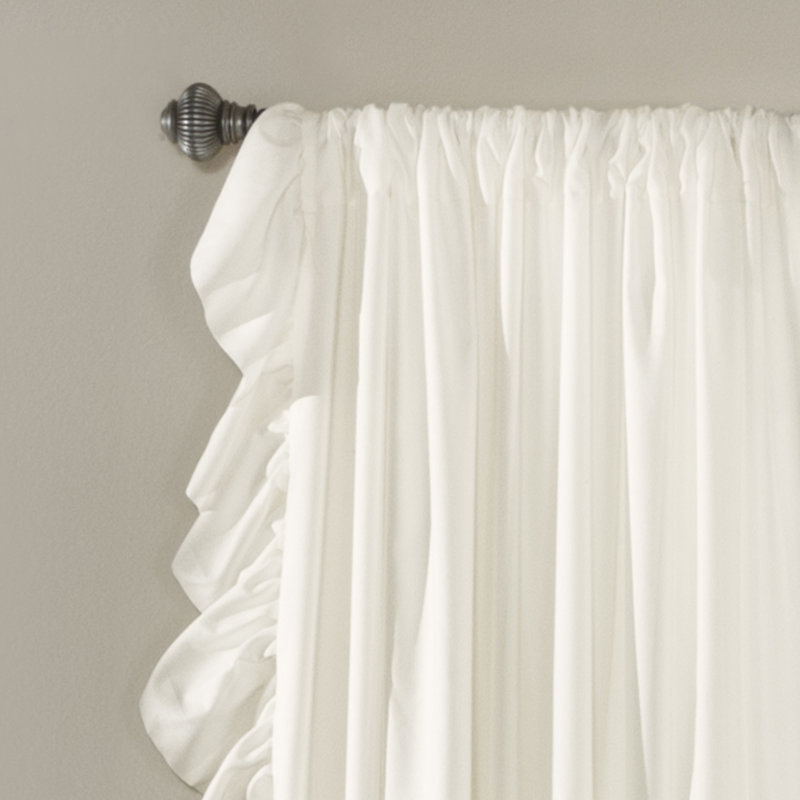 Reyna Polyester Semi Sheer Curtain Single Panel, White, 54"W x 95"L