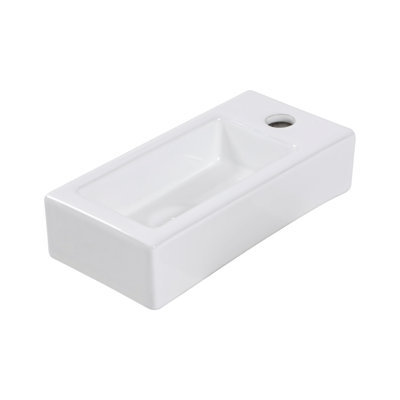 Rectangle Sink, Wall Mount Bathroom Sink With Single Faucet Hole