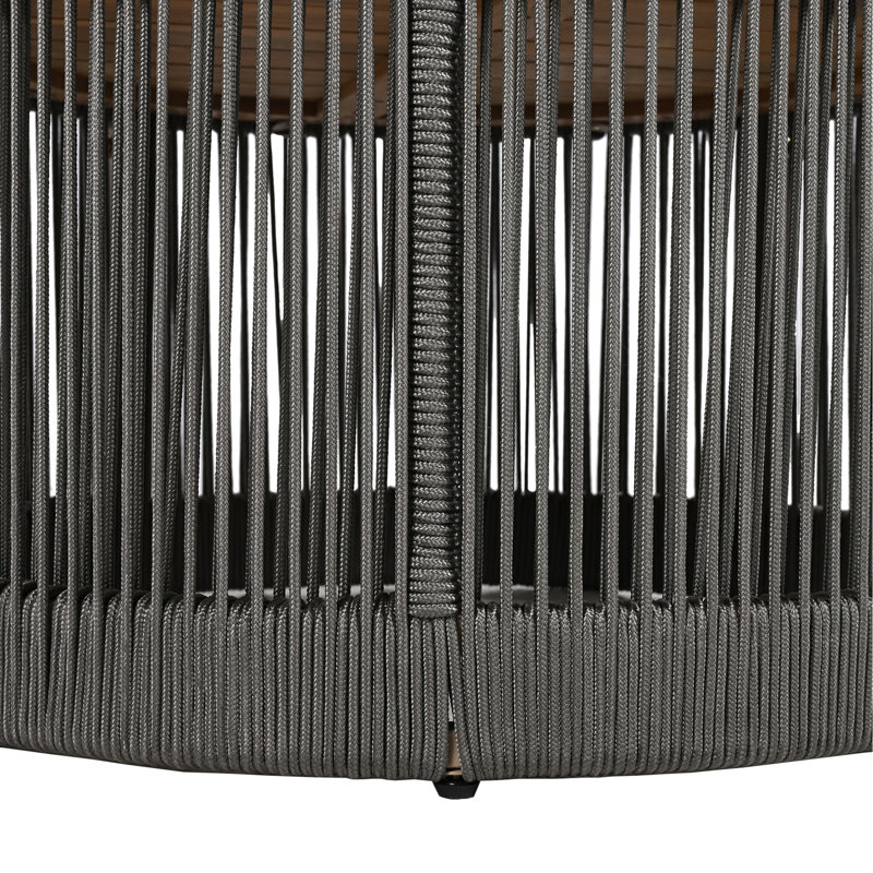 Table basse pour l'extérieur en corde de rotin et bois d'acacia, Gris