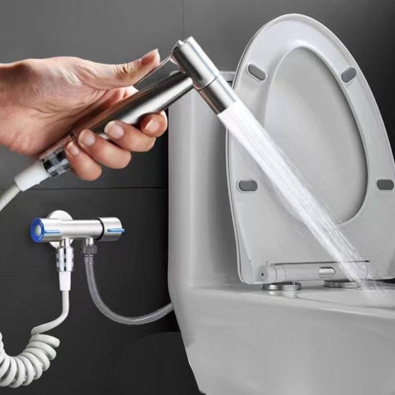 Handheld Bidet Sprayer Kit, Stainless Steel Toilet Bidet Shower Spray with Hose, Pressure Adjustable, Easy Install, for Personal Hygiene, Pet Bath and Toilet Cleaning