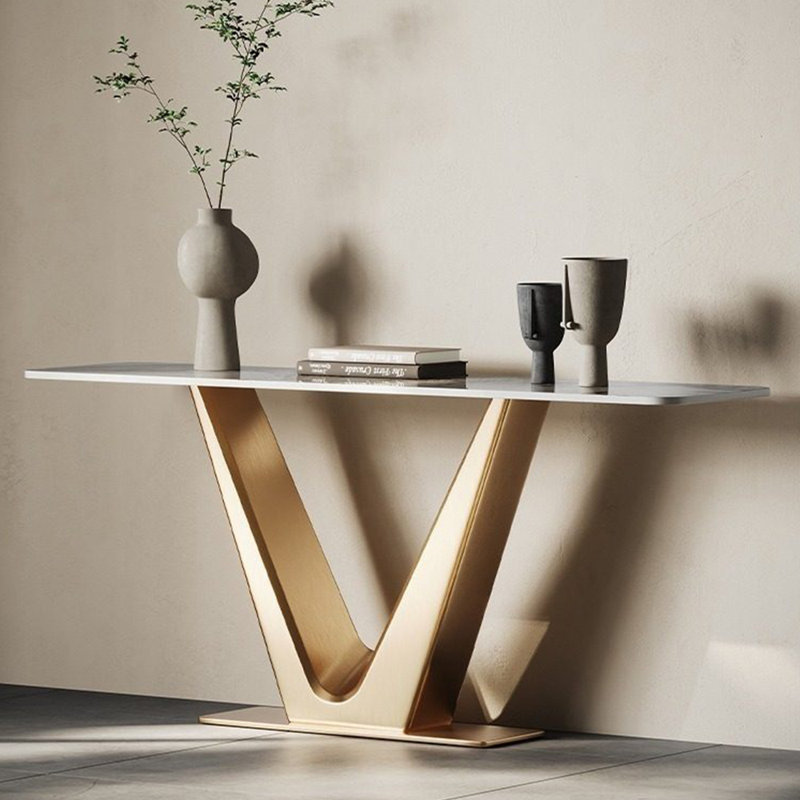 Italian style sintered stone console table., 33.4" H x 59" W x 13.7" D
