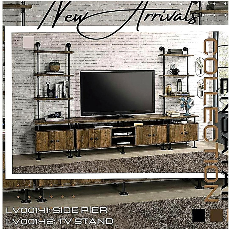 Retro Oak Black 2-Shelf Console