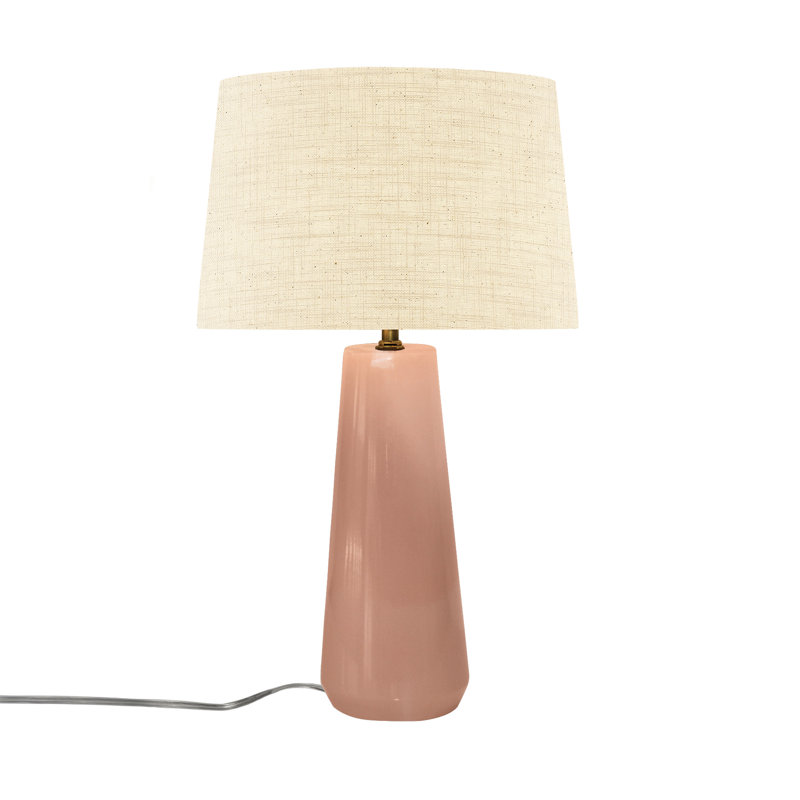 Luminance - Lampe portative en céramique Spire - Tissu crème - Rosé brillant, Rosé brillant, Crème, crème