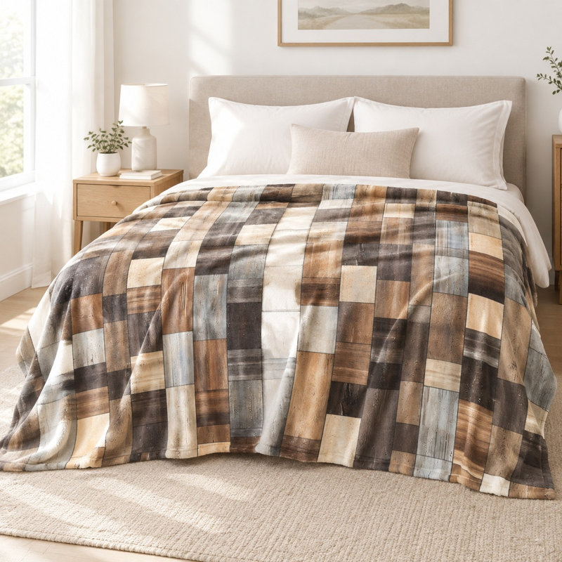 Couverture en flanelle Cozy Wood, L 60 po x l 50 po