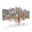Abstract Tree Of Life Of Gustav Klimt Silver - 5 Piece No Frame Print on Canvas-2102152539