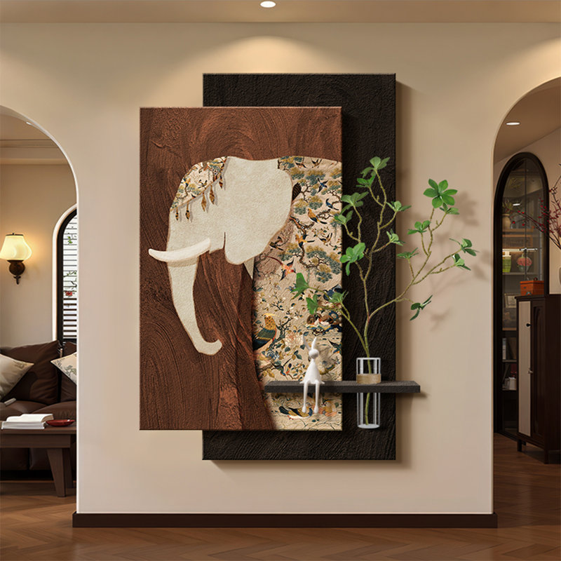 Art mural noir et grès brun, H 39,37 po x l 25,98 po