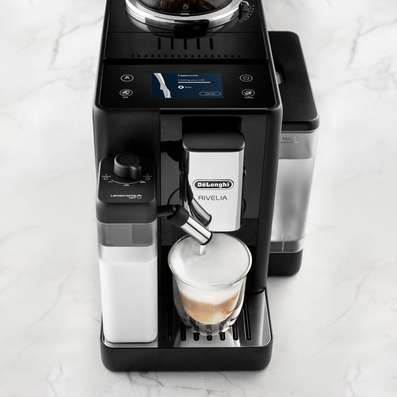 Fully Automatic Espresso Machine with Built-In Coffee Grinder, Black