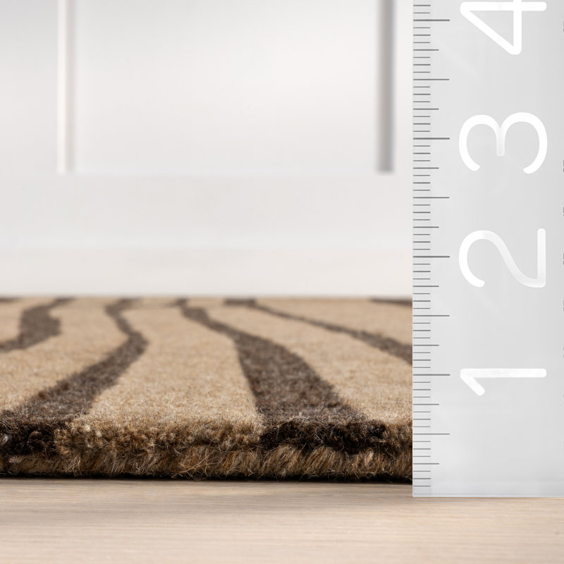 Handmade Brown Striped Wool Rectangular 4' x 6' Area Rug