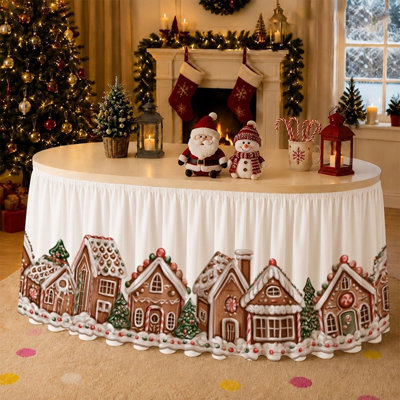 Décoration de Noël, jupe de table de Noël, table basse imperméable en Dacron, agencement de table de cuisine, ambiance festive, abat-jour