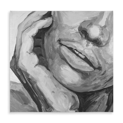 Monochrome Gray Figurative Tablecloth - Irresistible Lips Decor