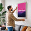 Vaporwave Mountains Retro - Wrapped Canvas-131761551-131761554
