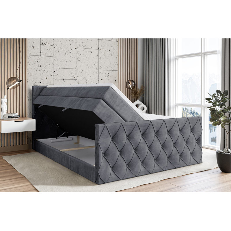 Pocketsprung Divan Bed Set, 180cm W x 200cm L, Dark gray