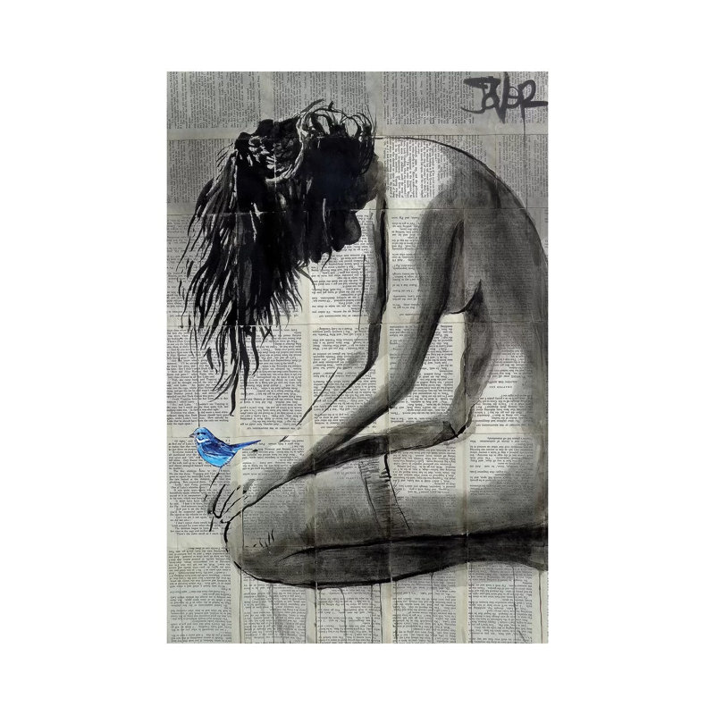 «A Little Blue» par Loui Jover - reproduction sur toile tendue, H 40 po x l 26 po x P 1,5 po