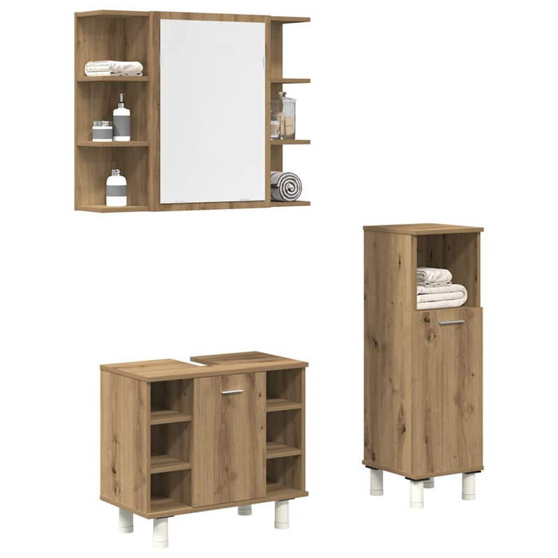 Asla Bathroom Storage Furniture Set, Old Wood