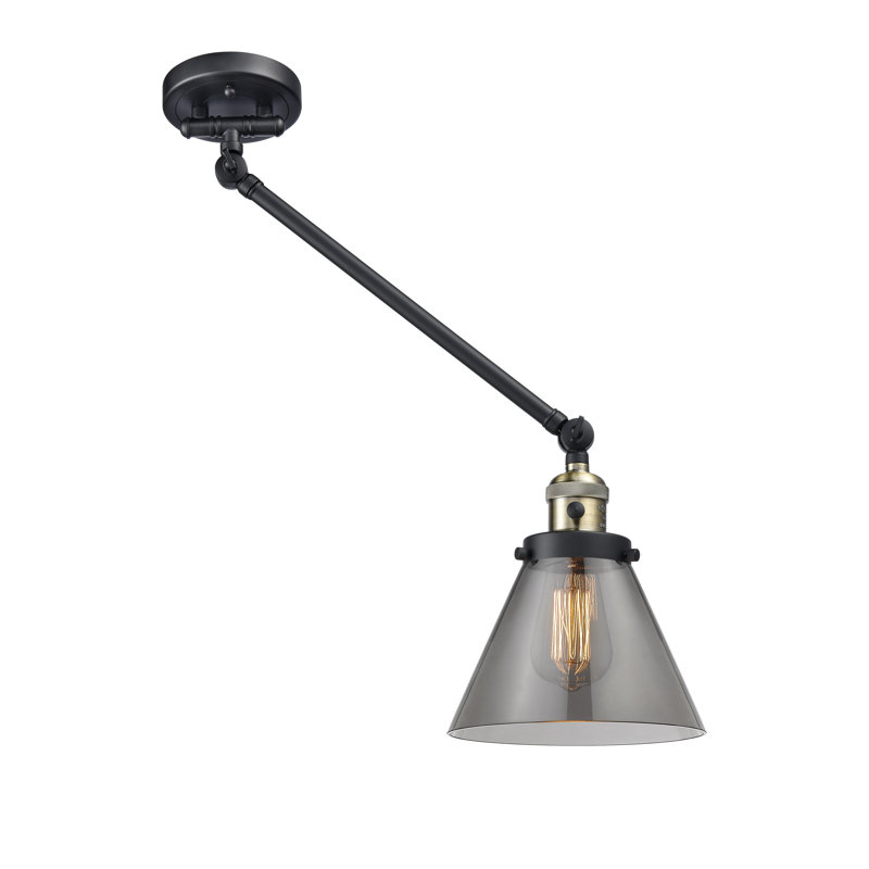 Lampe murale avec bras pivotant 1 lumière Andrella, Ampoule incandescente rétro à intensité réglab, Fumée