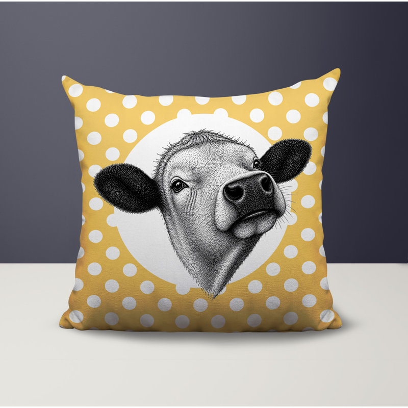 Coussin réversible intérieur / extérieur Cow, 20 x 20, Jaune