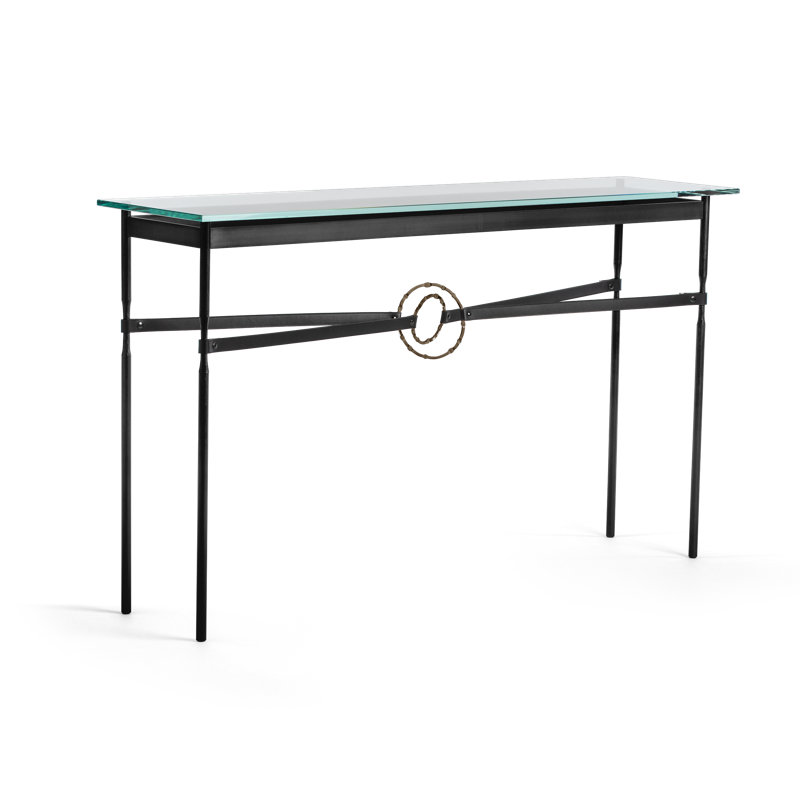 Console Equus, Fer naturel, Noir, Cuir noir