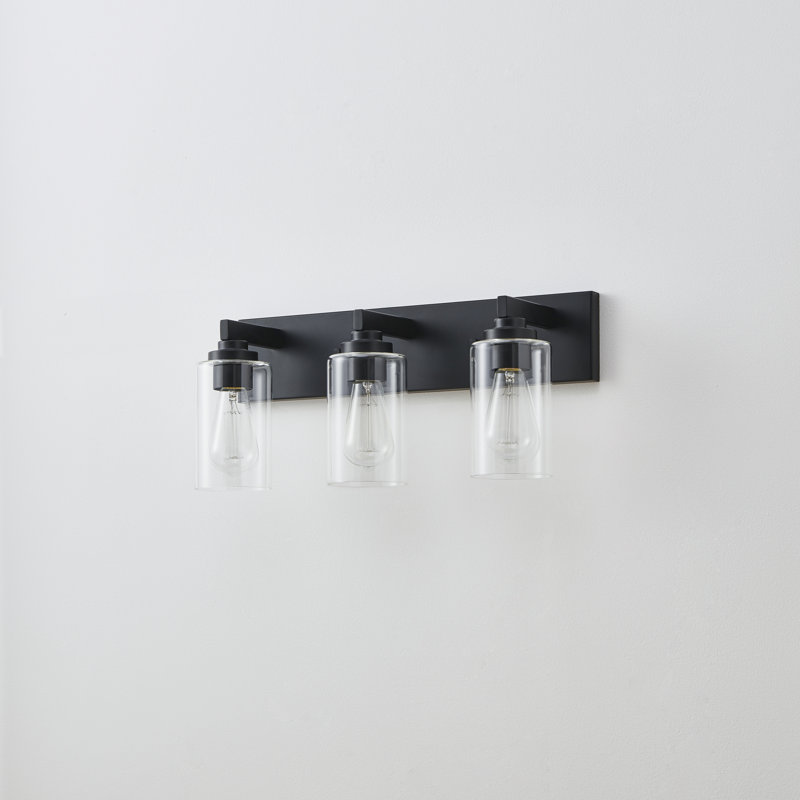 Éclairage de meuble-lavabo transitionnel à intensité variable, Noir mat, 3 lumières, 20,5 po de largeur