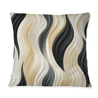 Élégance minimaliste blanche et noire - Coussin Abstrait corail multicolore abstrait - Coussin