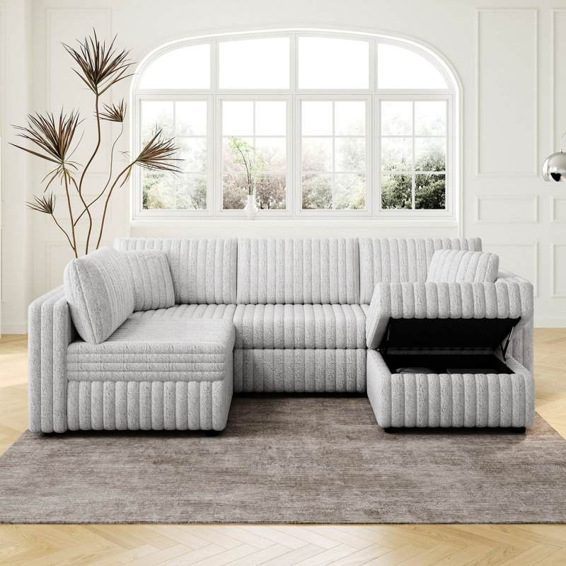 Confortable gris avec rangement hydraulique et matériau de rembourrage doux pour le salon de la chambre à coucher. Chambre pratique et confortable. Style des matériaux