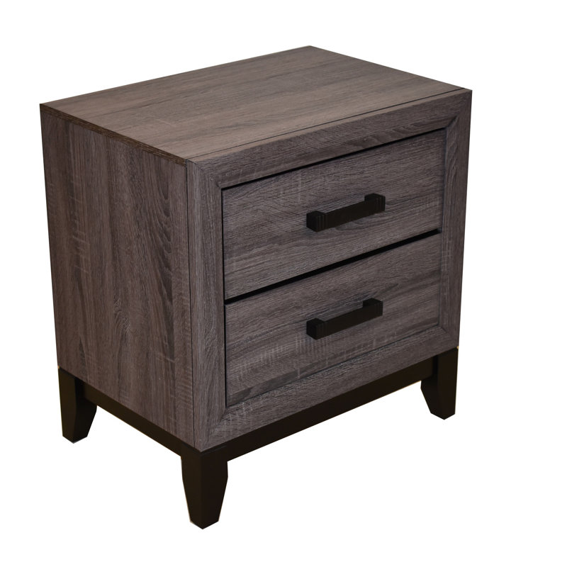 Table de chevet à 2 tiroirs de style contemporain en bois