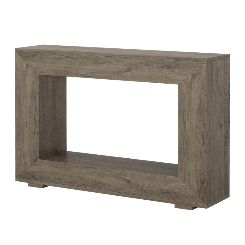 Evan Console Table, 47 Inch Rectangular Top, Rustic Grey, Open Shelf, Grey