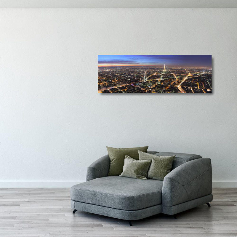 Paysage urbain de Paris la nuit, France, H 13 po x l 40 po