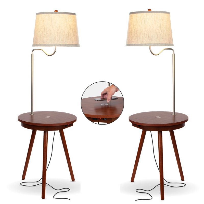 Ensemble de table et lampe DEL Owen, Noyer