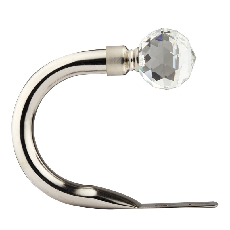 Crystal 20cm Curtain Holdback, Brushed Silver