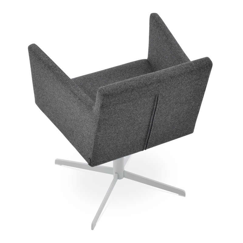 Harput 4 Star Swivel Arm Chair, White, Dark Gray