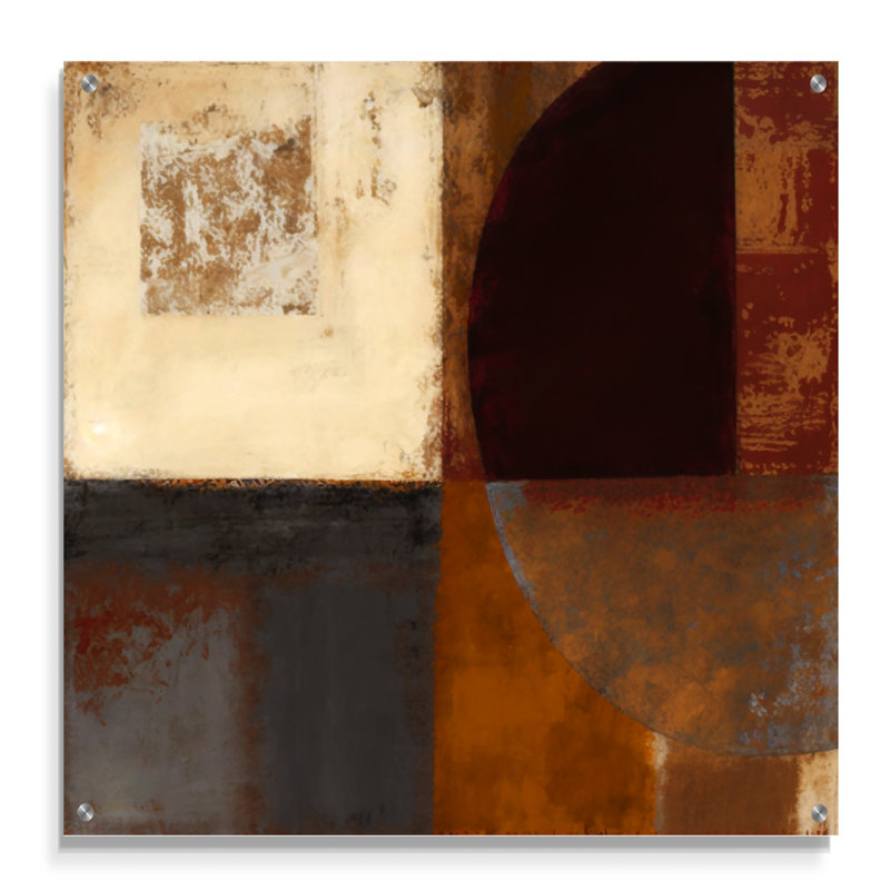 Chocolat brun élémentaire V - Art mural abstrait en verre acrylique, H 16 po x l 16 po