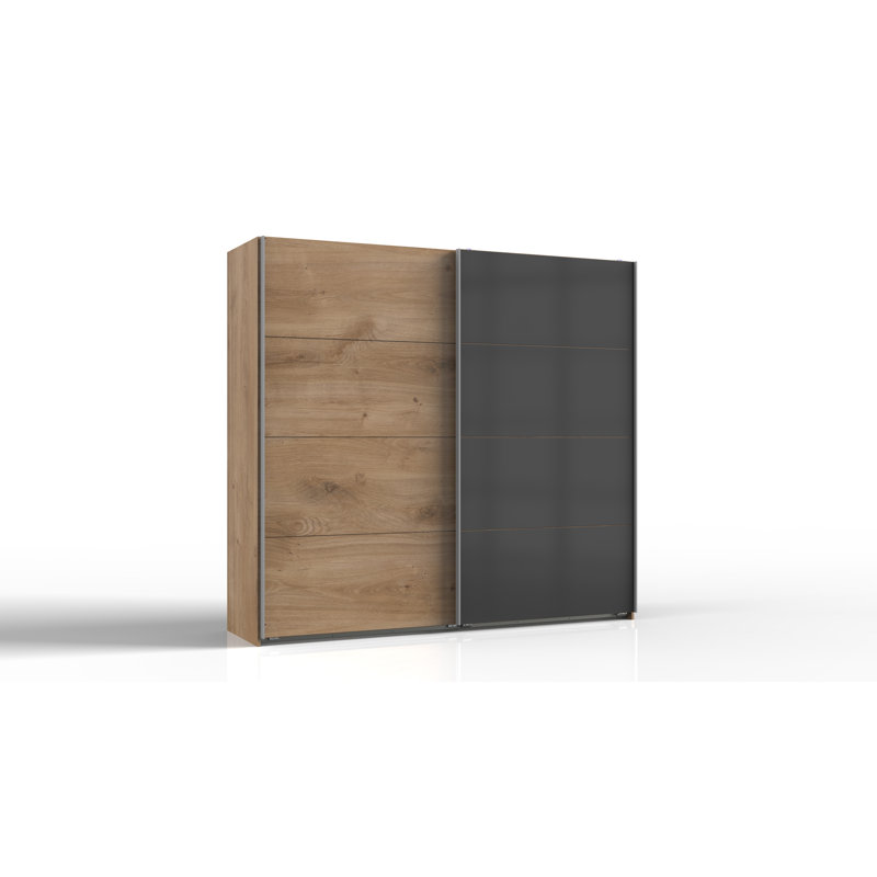 Ardziv 2 Door Manufactured Wood Wardrobe, Plank Oak/Glass Grey