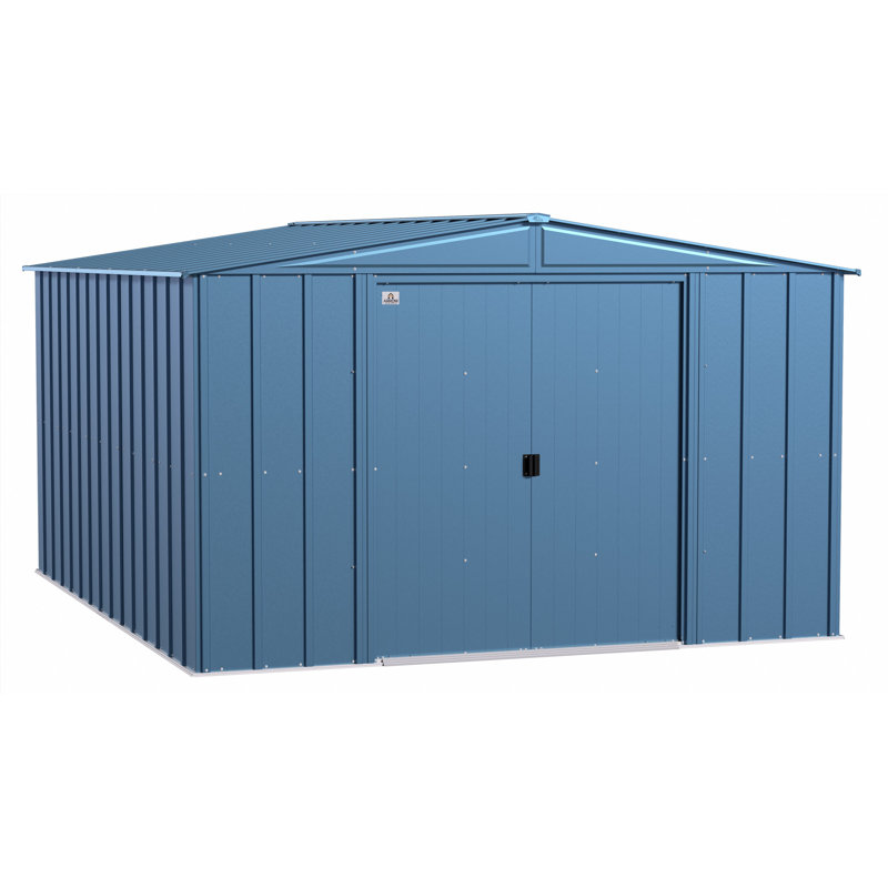 Classic Steel Storage Shed, 10X12, Blue Grey, Blue 