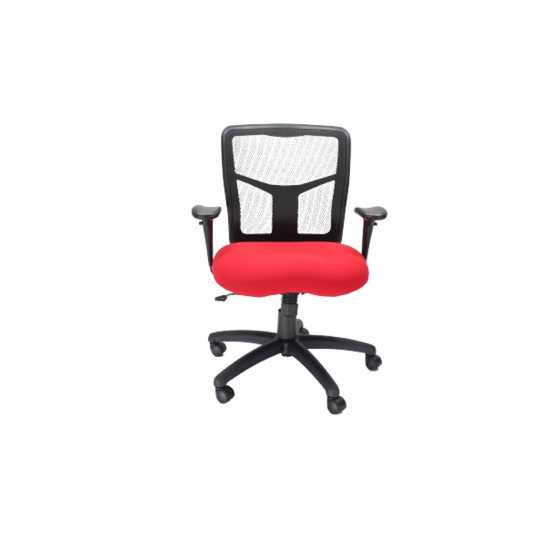 Chaise de bureau en Y avec dossier en filet et accoudoirs réglables, rouge, Rouge