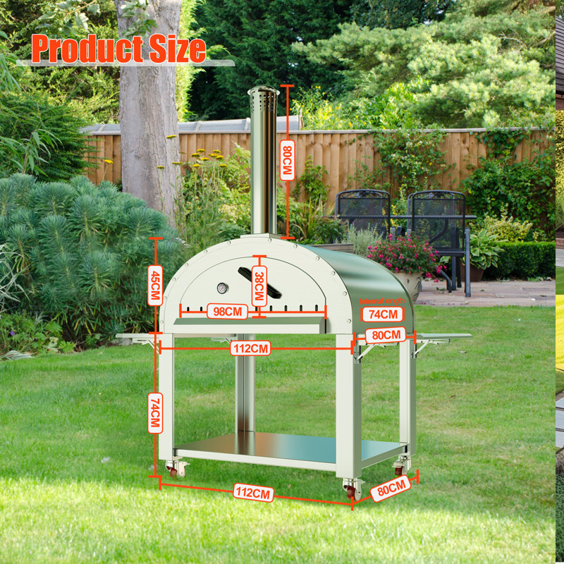 Yesurprise Free Standing Wood Burning Pizza Oven, 80" H x 44" W x 32" D