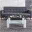 Table basse Artisan, plateau en verre trempé, pieds en acier inoxydable pour le salon, blanc-1524635758