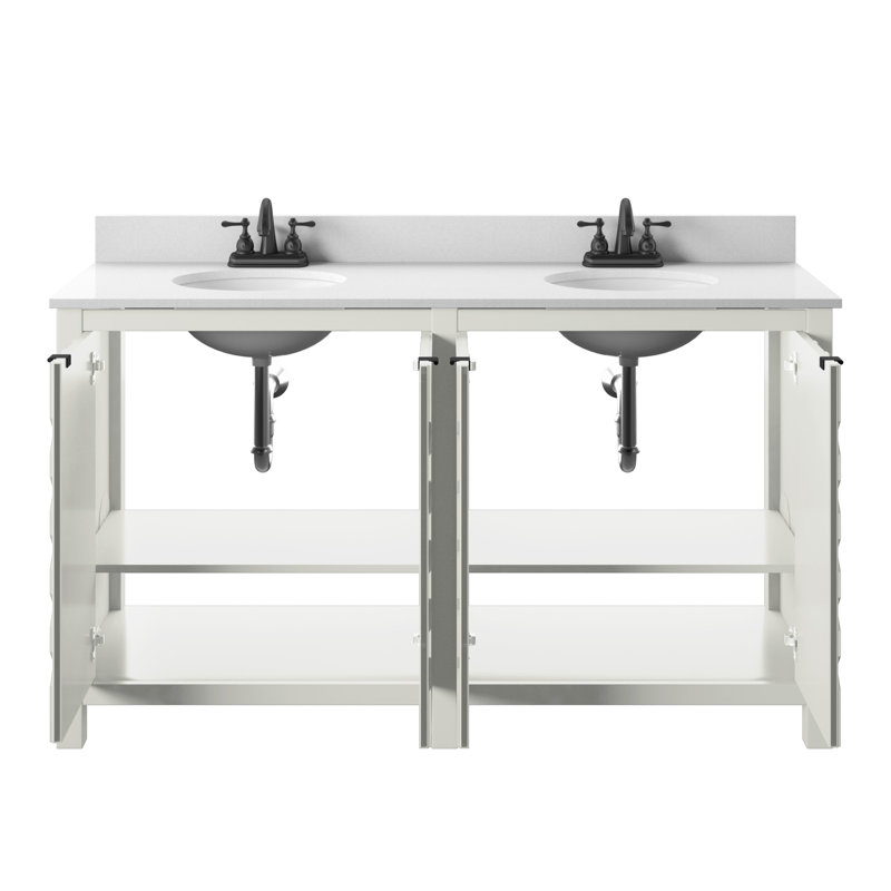 Ensemble de meuble-lavabo double 59,5 "Barkley, Blanc