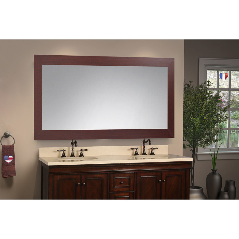 Kristo Rectangle Wall Mirror, 59.5" H x 35" W, Dark Mahogany