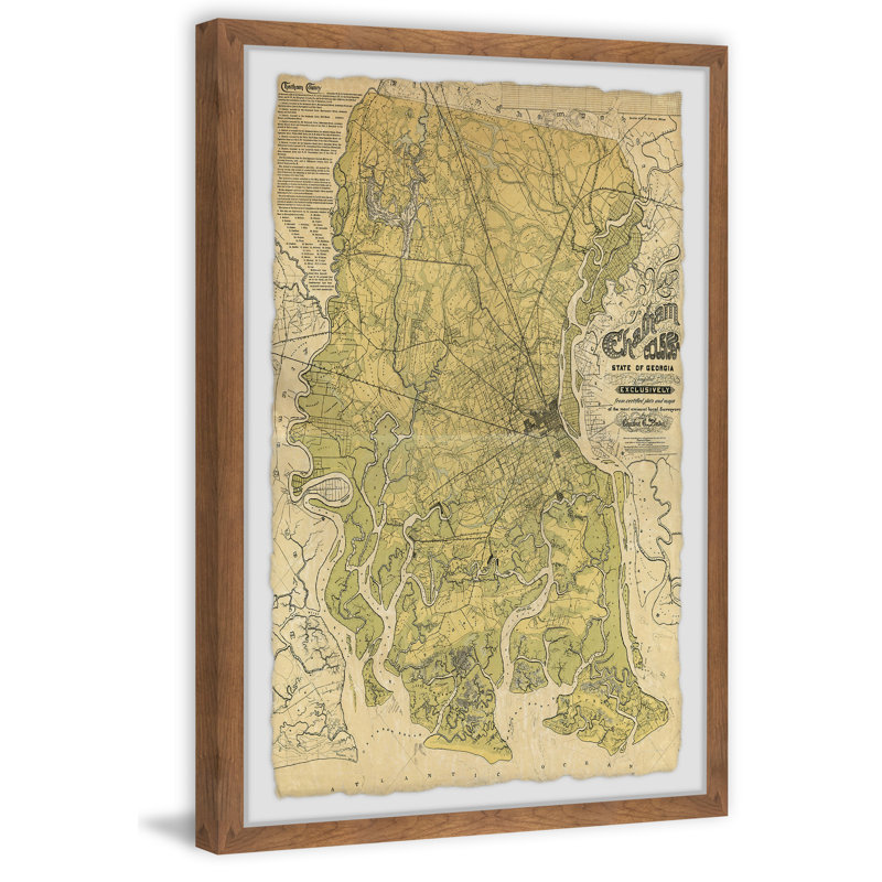 «State of Georgia Map», reproduction d'art graphique sur papier encadré, H 18 po x l 12 po x 1,5 po