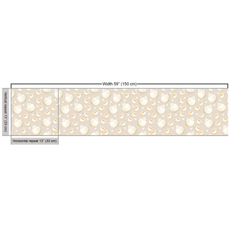 Paton Floating Teapots and Cups Enjoying Hot Drinks Fabric