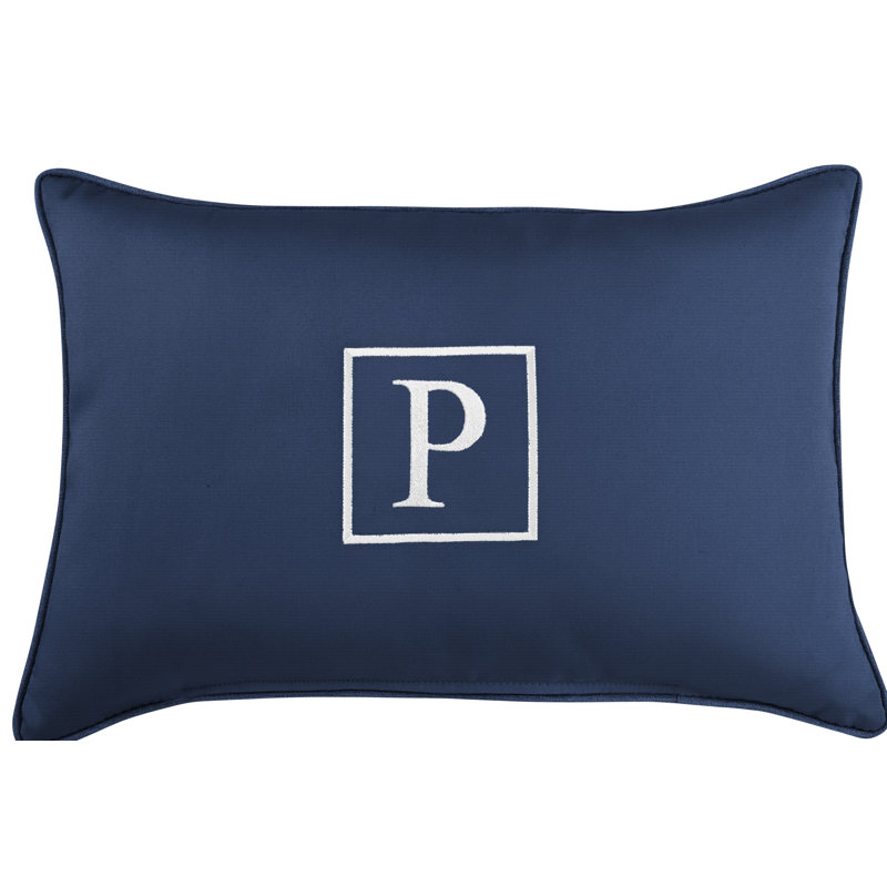Kerrell Embroidered Sunbrella® Outdoor Throw Pillow, Canvas Navy Sunbrella® Canvas, P