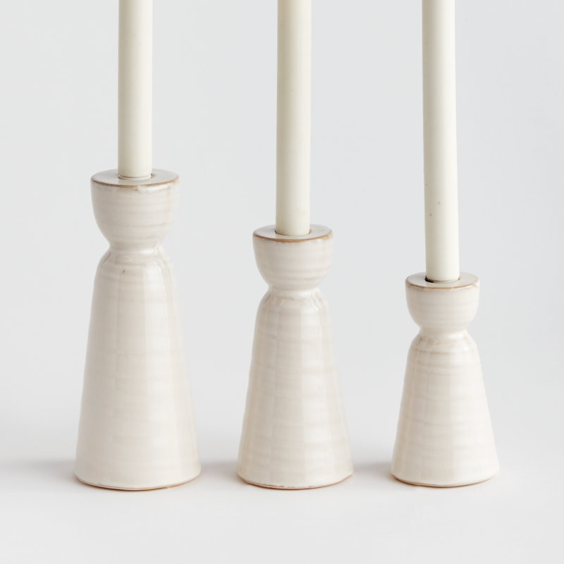 Libbey Taper Holders, Cream